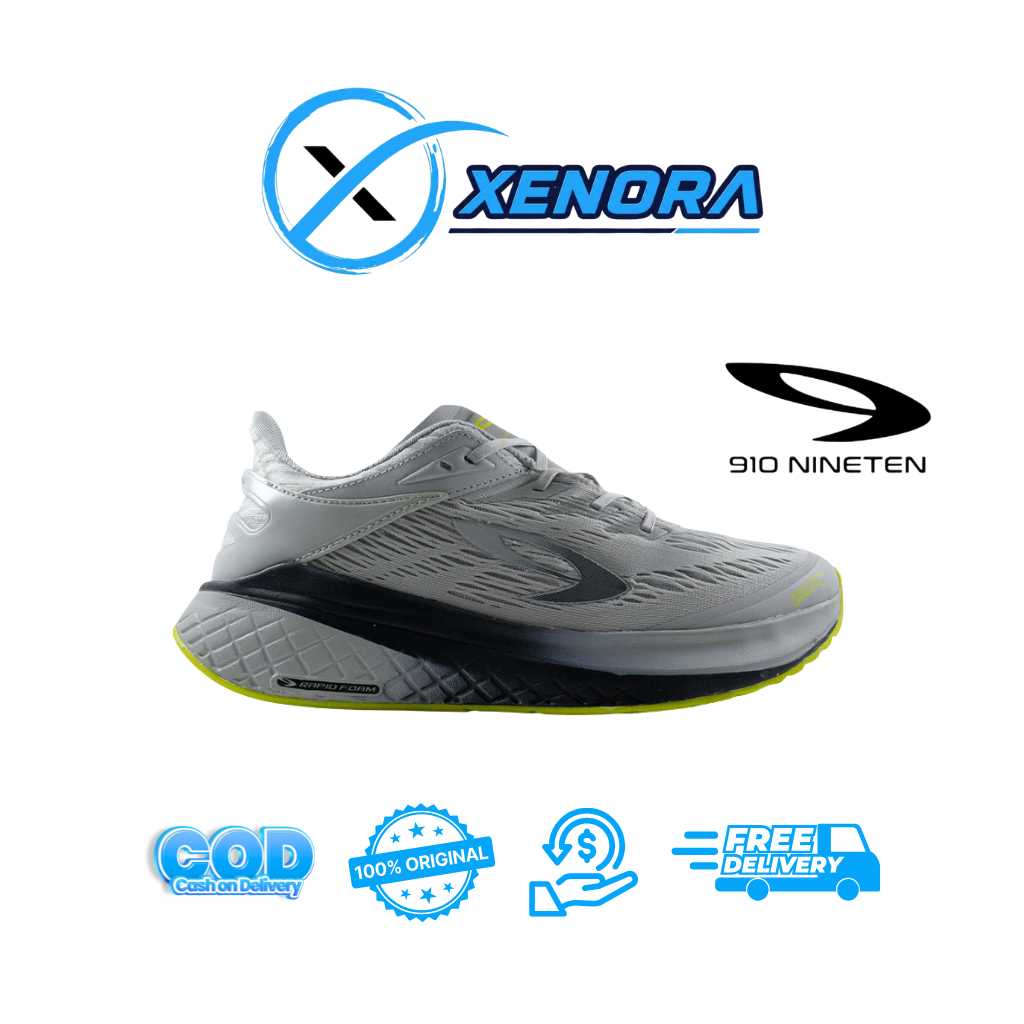 910 KANZAKI 1.0 ABU Sepatu Lari - ABU/HITAM-LIME / Kanzaki 1.0 Abu 910 Nineten