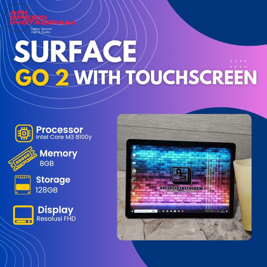 SURFACE GO 2 INTEL CORE M3 8100y / Ram 8gb / SSD 128gb / FHD