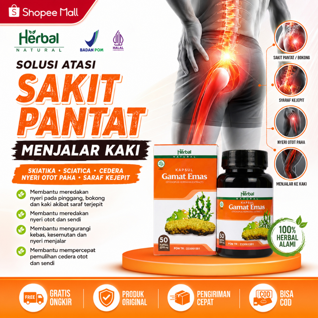 Obat Sakit Pantat / Bokong Menjalar Kaki Skiatika Sciatica Cedera Nyeri Otot Paha Saraf Kejepit Kaps