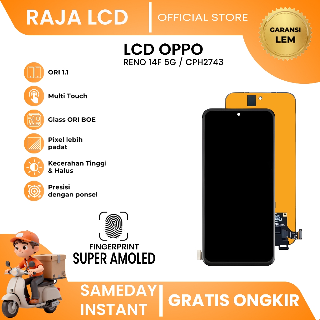 LCD Oppo Reno 14F 5G Support Fingerprint - Fullset Touchscreen Original
