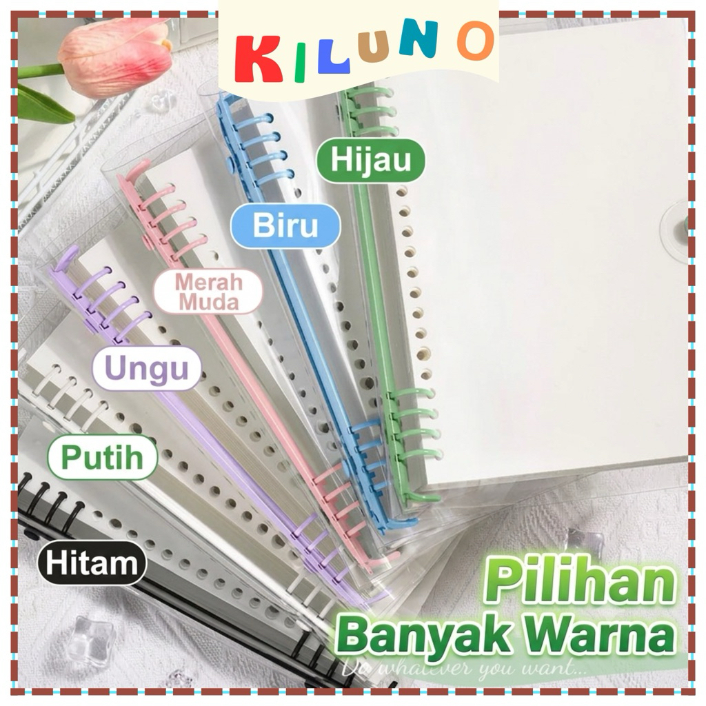~ KILUNO~ Binder Aesthetic Transparan A5 / B5 Binder DIY Binder Kuliah A5 B5 Aesthetic (Tidak Termas