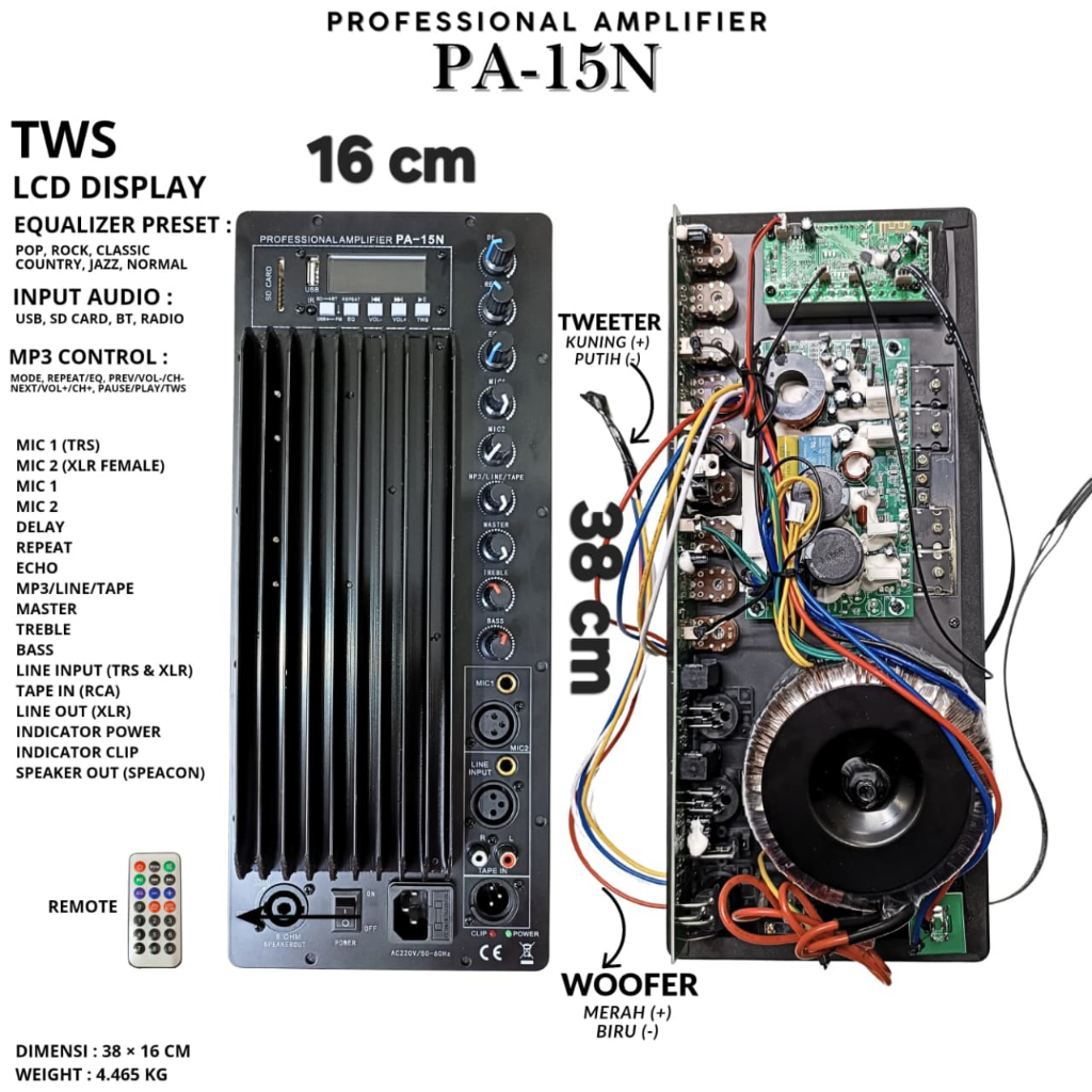 POWER KIT MESIN SPEAKER AKTIF HITAM PL2 MP3 USB BLUETOOTH