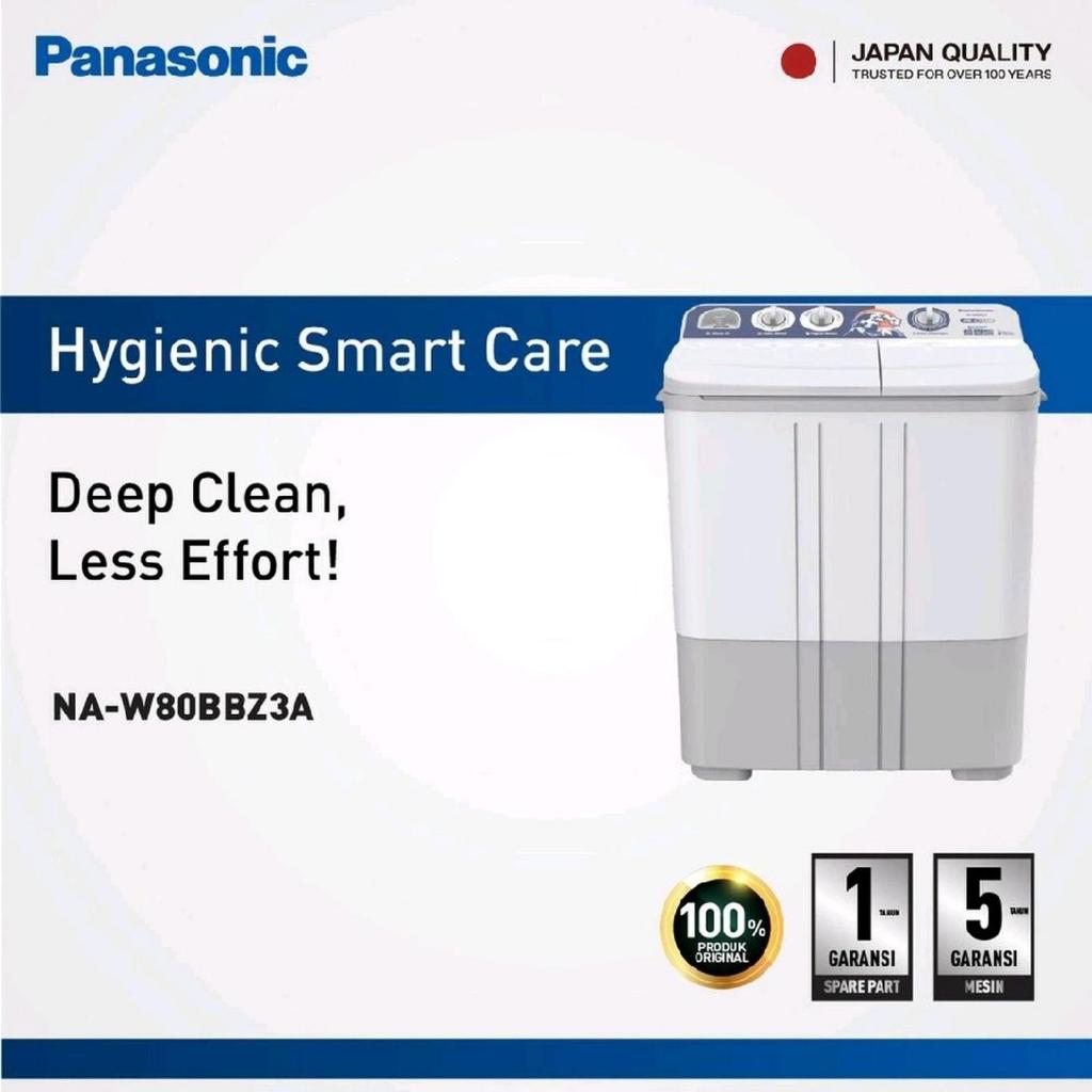 Mesin Cuci Panasonic 8kg NA-W80BBZ4H | NAW80BBZ4H low watt 8 kg NAW 80BBZ4H 2 tabung NAW80