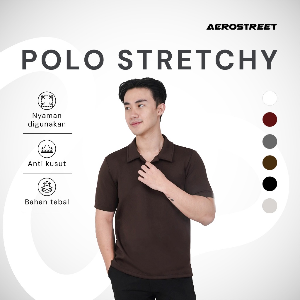 Aerostreet Diego Kaos Polo Scuba Pria Brown Polo Scubashirt Kerah Cowok Men Casual Basic Minimalis T
