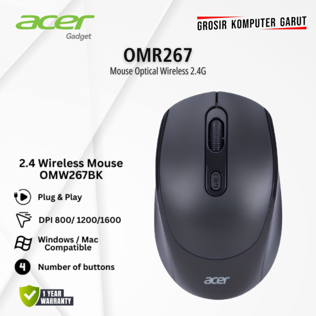 Acer OMR267 Mouse Wireless  Optical untuk Komputer Laptop