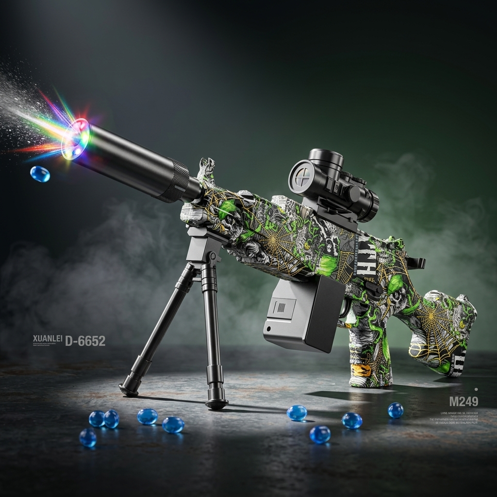 MSM Mainan Tembakan M249 58CM Water Gel Spray 2 IN 1 - Fully Automatic & Manual