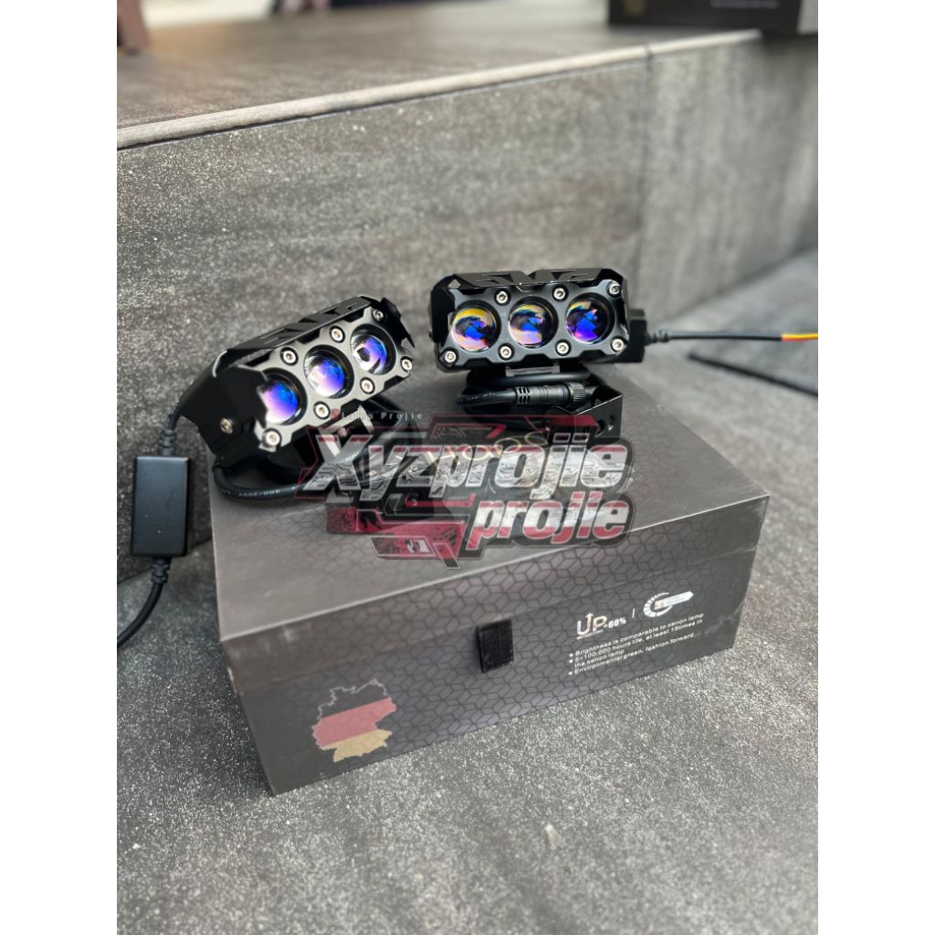 MINI PROJIE 3 MATA PURPLE LENS HAPAG MINILASER ORIGINAL BARU 3 MATA LED BARU