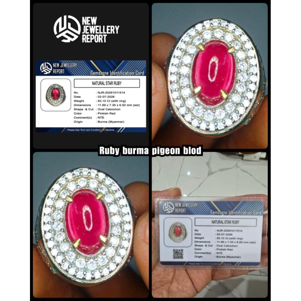 ruby delima merah asli burma + sertifikat lab