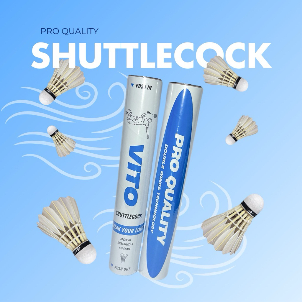 Vito Shuttlecock Pro Quality | Kok Badminton Bulutangkis Tahan Lama & Stabil Isi 12