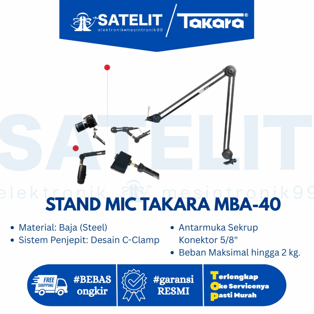 STAND MIC TAKARA MBA-40 -  Stand Mic Boom Arm Overhead Tripod Kamera HP Podcast Live