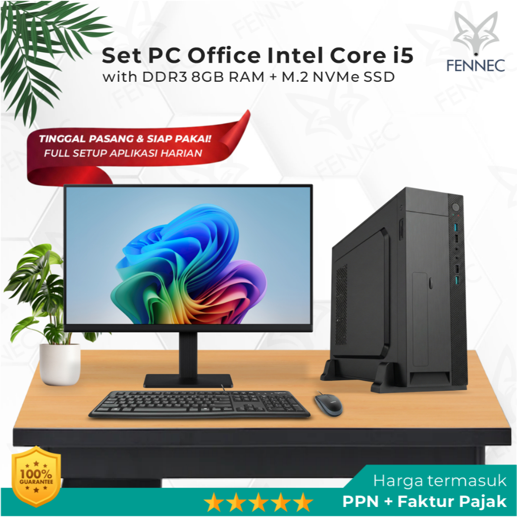 Set PC Slim Intel Core i5 RAM 8GB SSD Rakitan Office