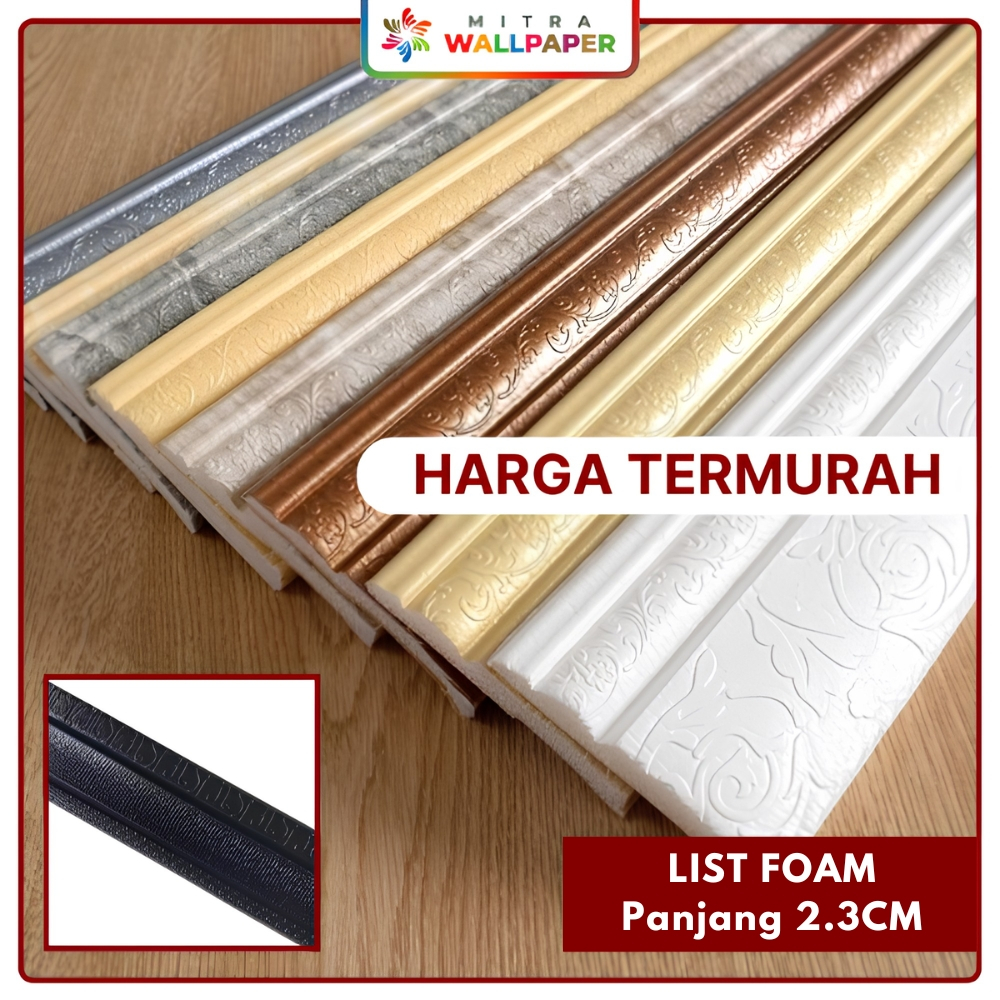 Stiker List Foam Dinding Wall Border Tembok Stiker List Foam Sticker List Wallpaper Moulding Foam