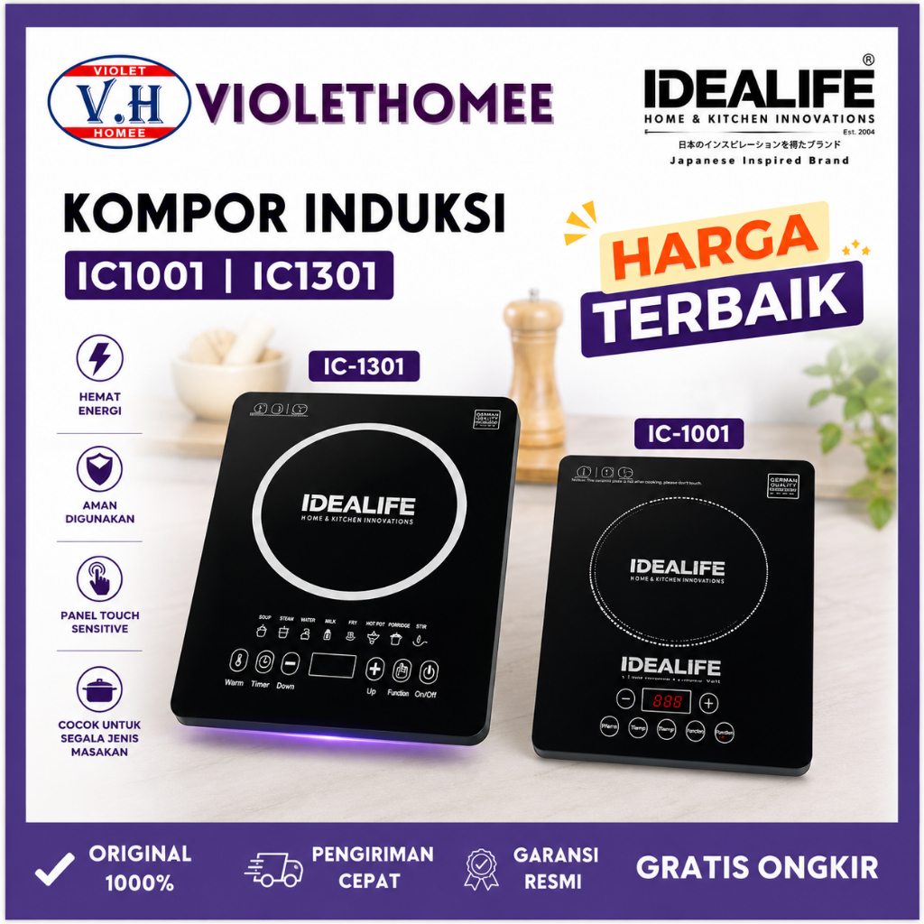 IDEALIFE IC1001 - IC1301 - IL201 kompor listrik induksi 1 tungku induction cooker IC 1001 / IC 1301 
