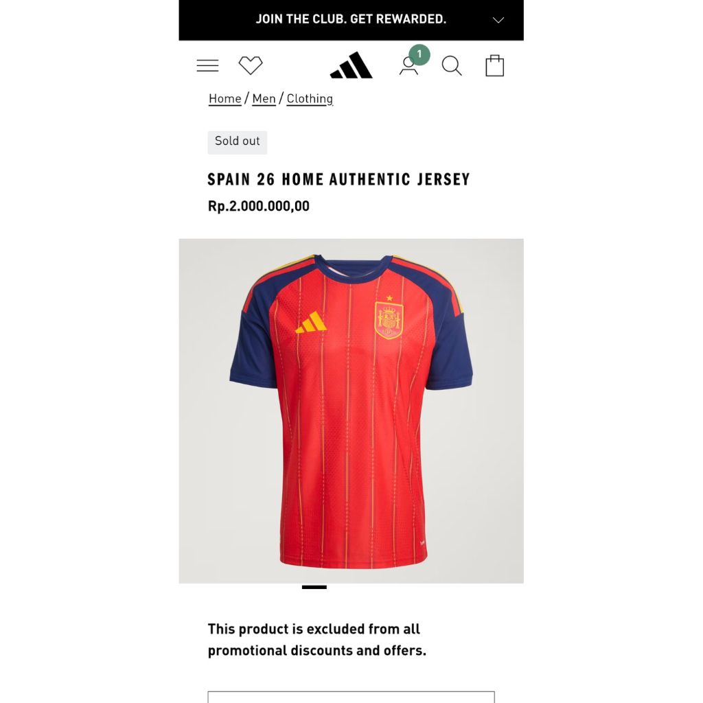 Jersey Spain 2026 Adidas Authentic