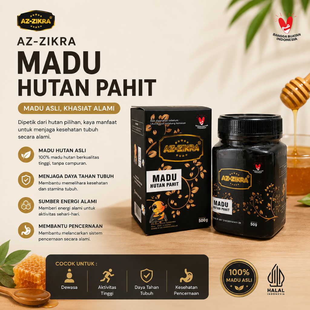 AZ-ZIKRA Madu Pahit / Az Zikra Hutan Hitam Pahit / AzZikra Hitam Pahit isi 500gr