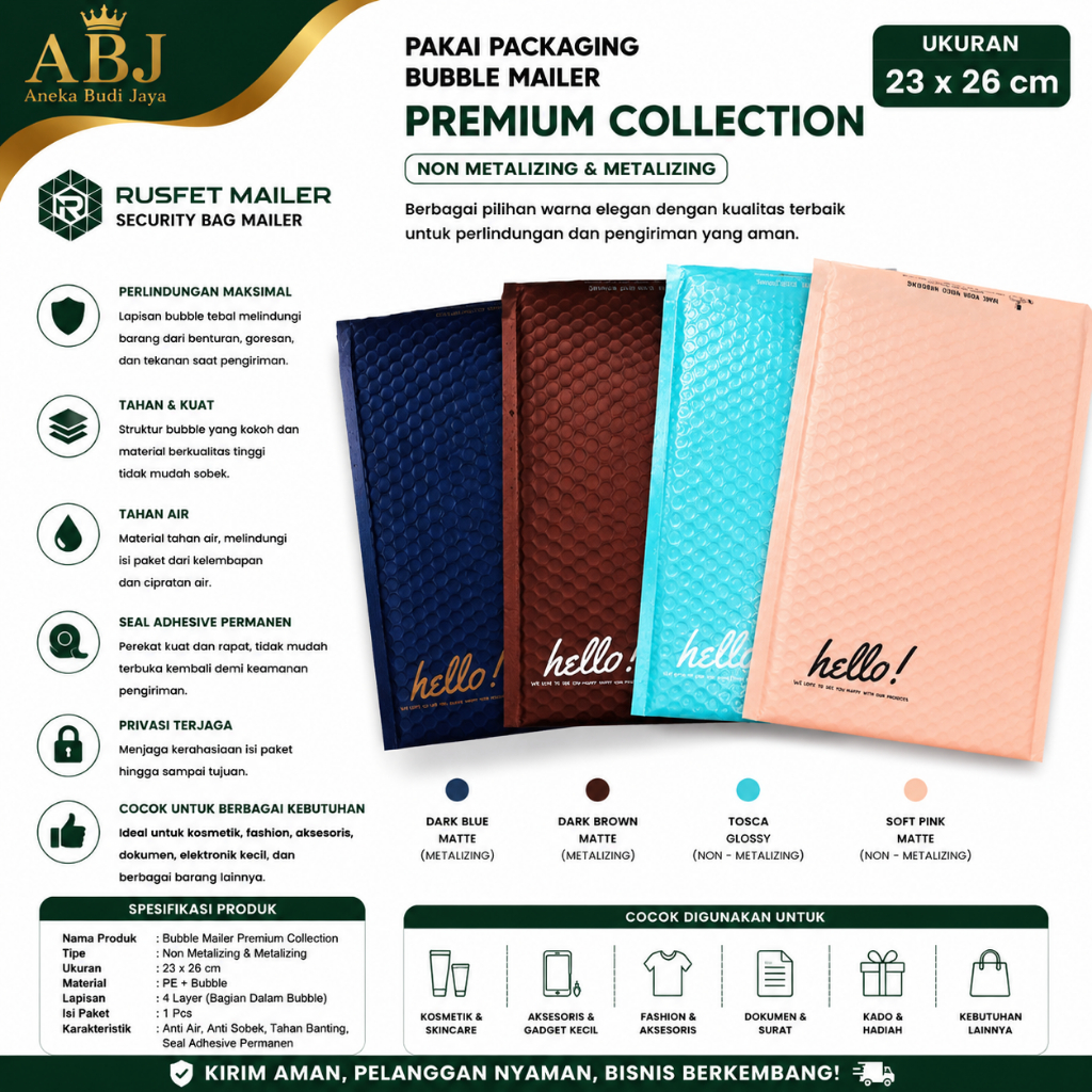 Amplop Bubble - Bubble Mailer Packing 23cm x 26cm