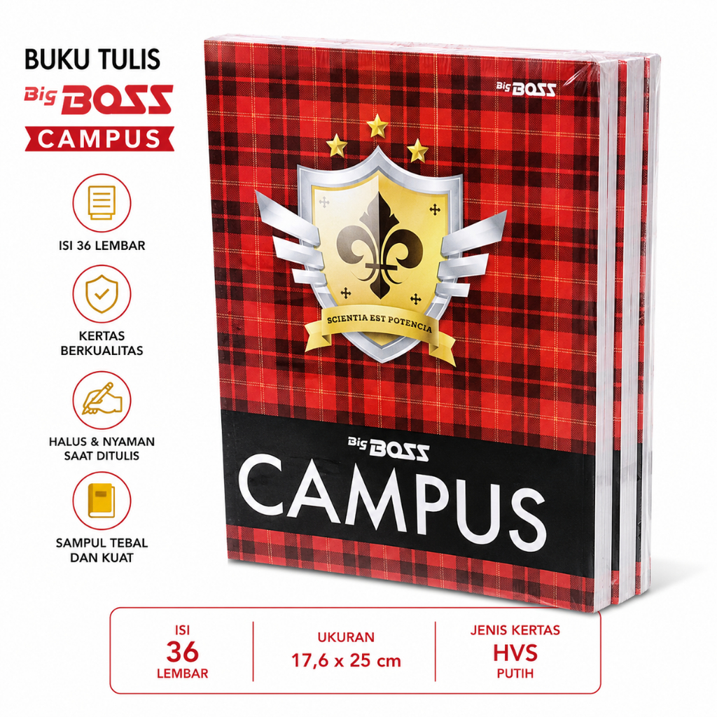 Buku Tulis Big Boss Campus B5 36 Lembar - Kertas HVS Tebal Berkualitas 1pak isi 10 Buku