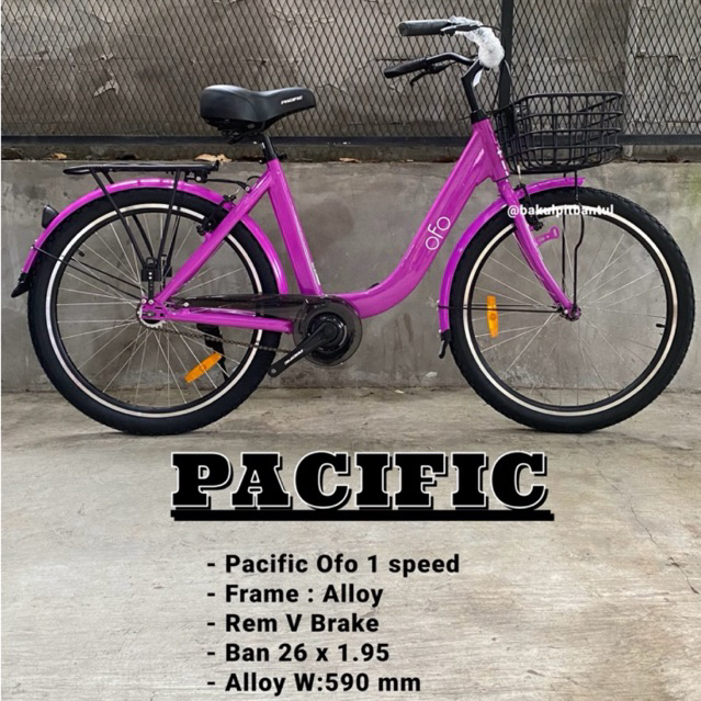 Sepeda Cewek Keranjang Pacific Ofo ukuran 26 1speed | Sepeda Cewek Pacific Ofo 1 Speed Ring 26