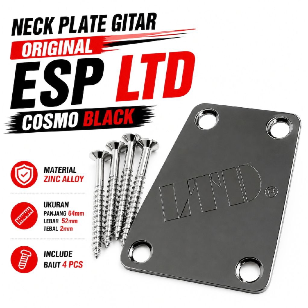 Neck Plate Gitar Original ESP LTD N427 Cosmo Black