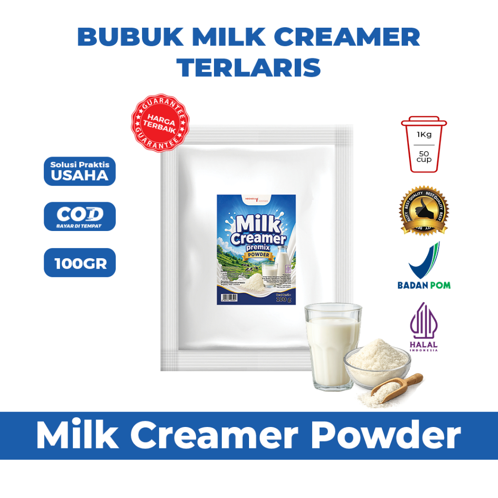 Milk Creamer Premix Powder 100 Gram Topping Krimer Rasa Susu Uht Full Cream Bubuk Pengganti Omura Po