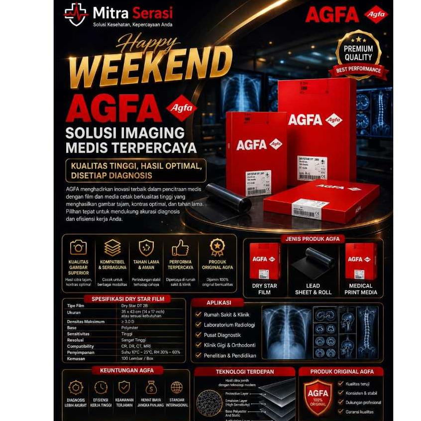 FILM AGFA DT2B 14x17 (35x43) - FILM CR-DR RONTGEN RADIOLOGI