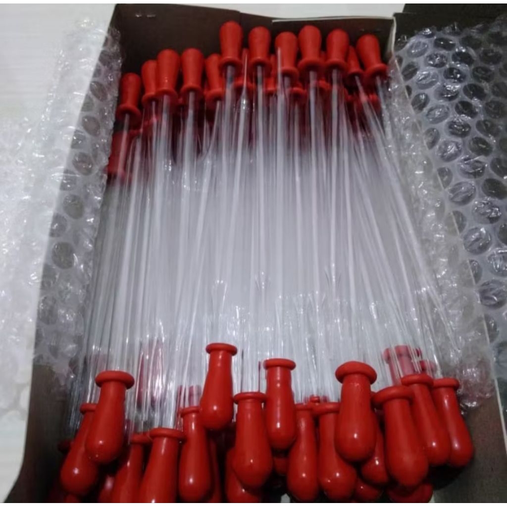 Pipet tetes kaca panjang / pipet tetes kaca pendek / pipet tetes kaca dot merah