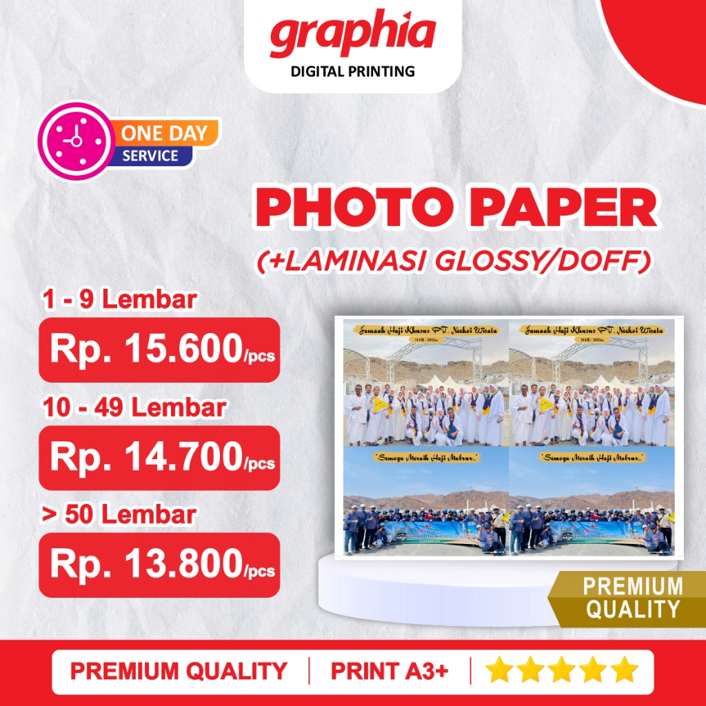 FANCY PAPER PHOTO PAPER A3+ dengan LAMINASI GLOSSY/DOFF
