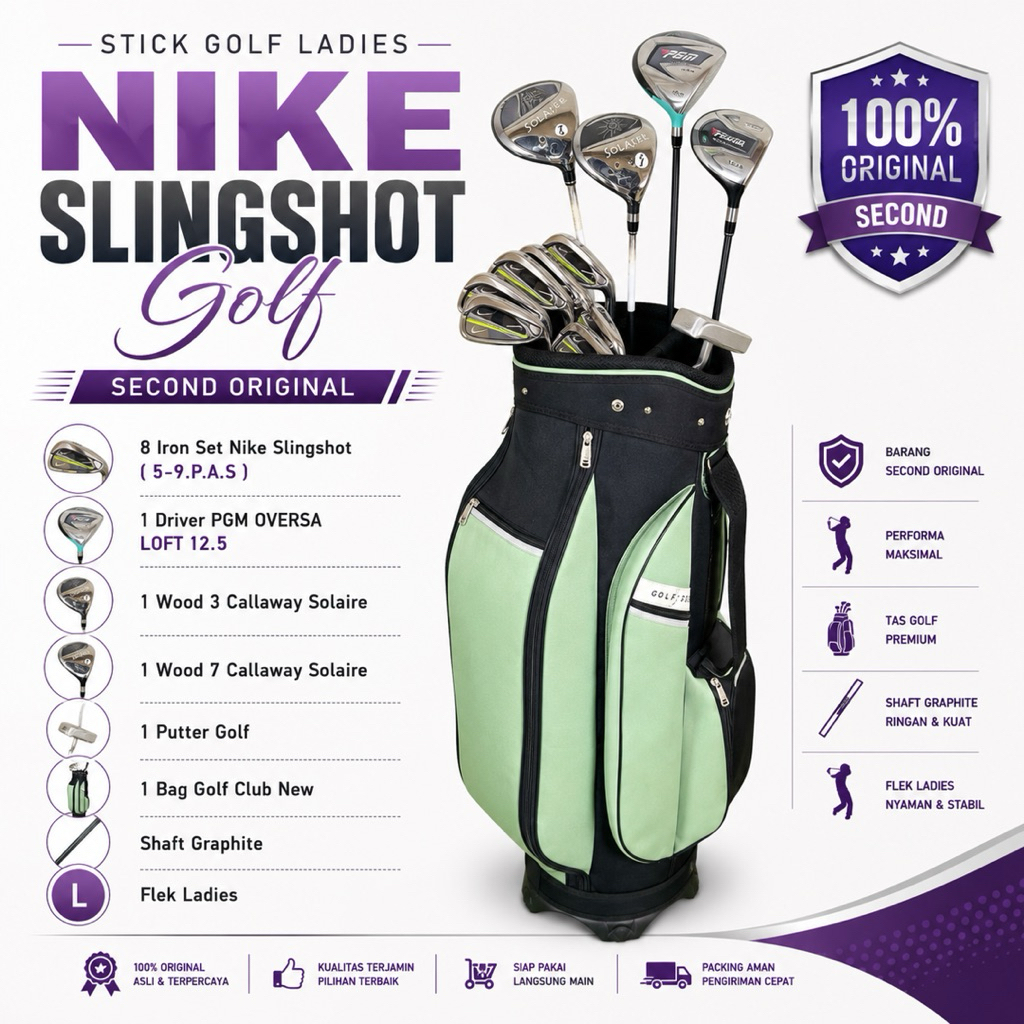 Stick Golf Ladies Nike Slingshot Golf Shaft Graphite Flek Ladies Fullset Bag Golf Second Original