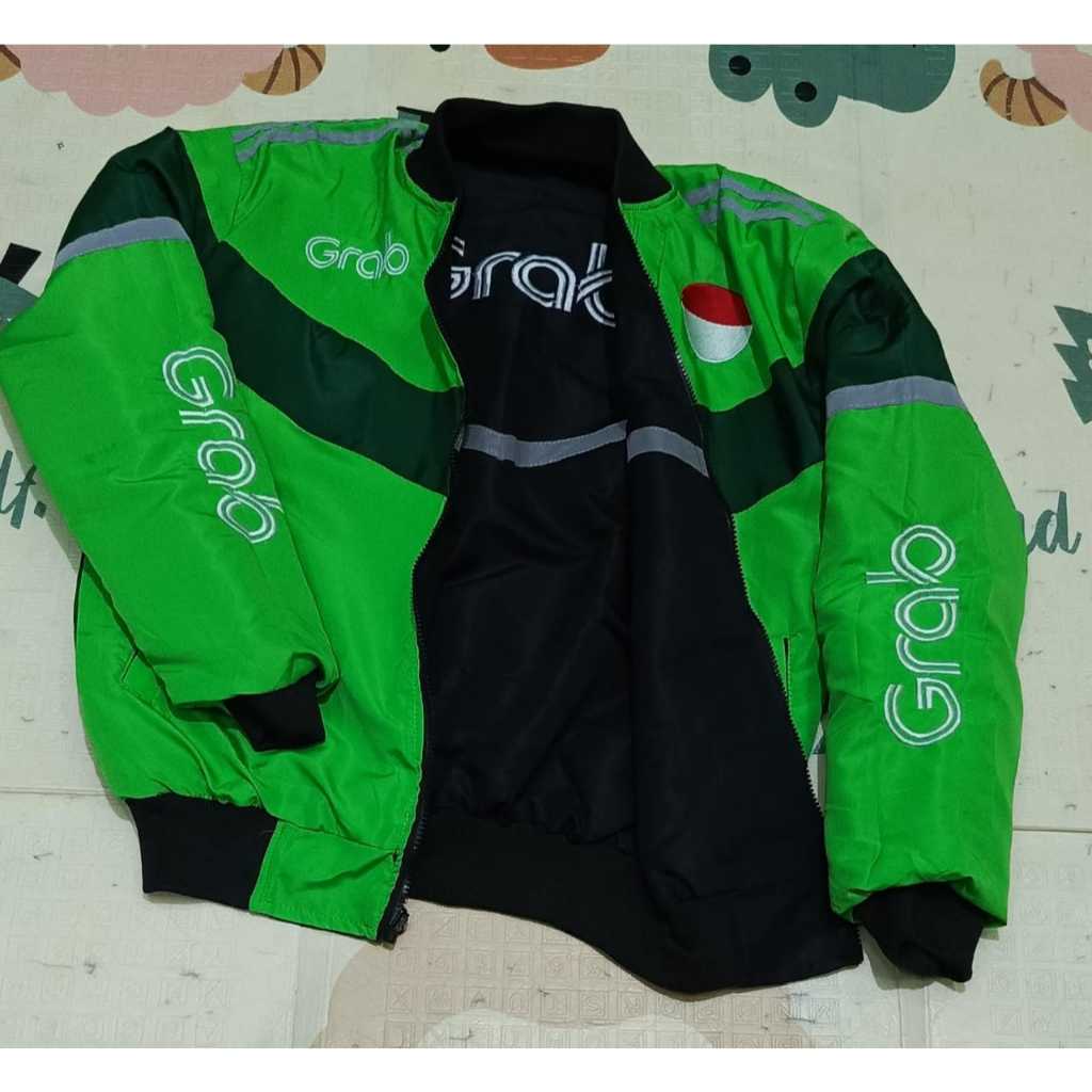 JAKET BUNGLON GRAB ORI GRAB HITAM AMAN VERMUK