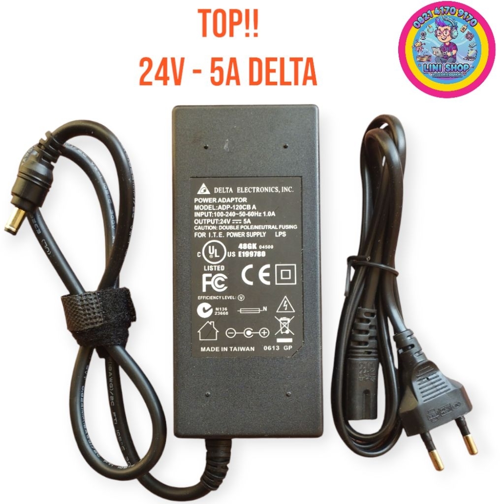 Adaptor Charger DELTA DC 24V - 5A Premium power TV / MINI PC / MESIN ANTRIAN / MIKROTIK / CCTV Poe D