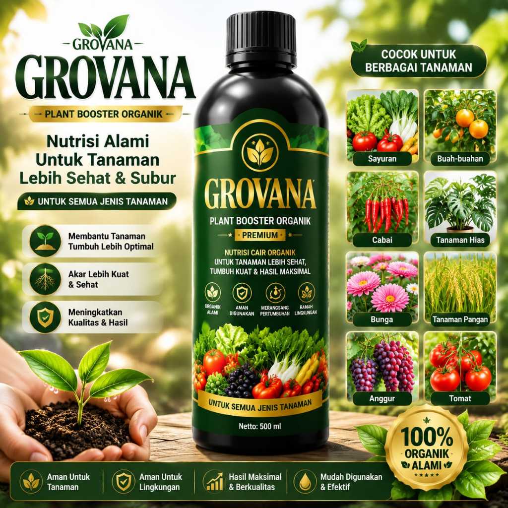 GROVANA Plant Booster Organik Premium 500ml Pupuk Organik Cair Nutrisi Tanaman Vitamin Tanaman Penyu