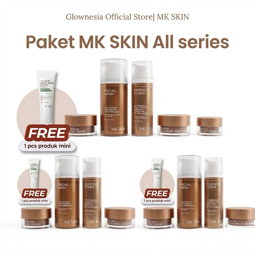 MK SKIN- Paket Wajah All Series  Free Sunscreen-Serum