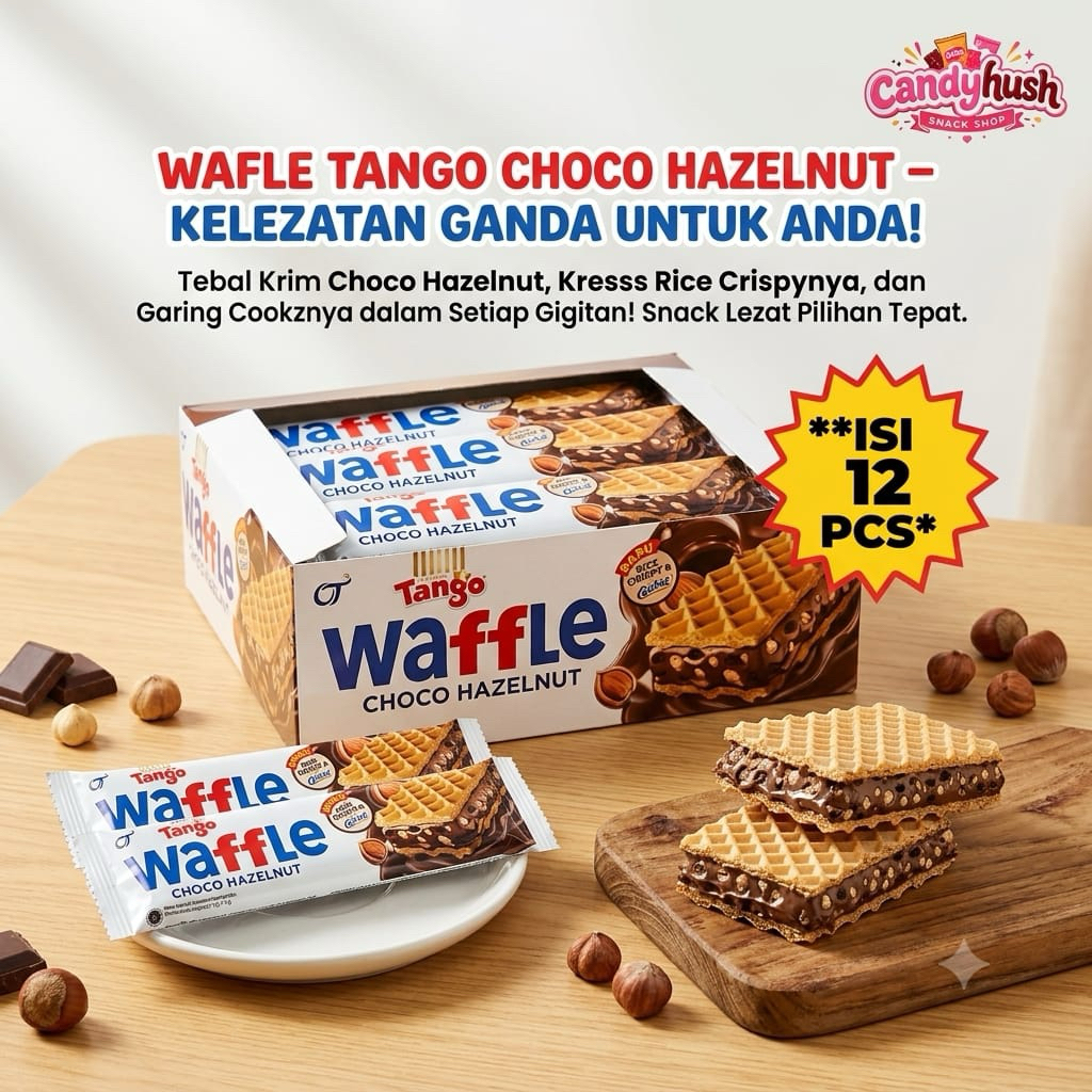 Tango Waffle Choco Hazelnut Crunch Chox Isi 12 Pcs Wafer Waffle Cokelat Hazelnut Snack Box