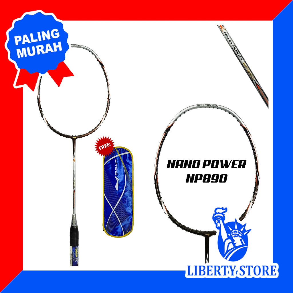 Raket Badminton ORIGINAL LINING NANO POWER NP890 + TAS
