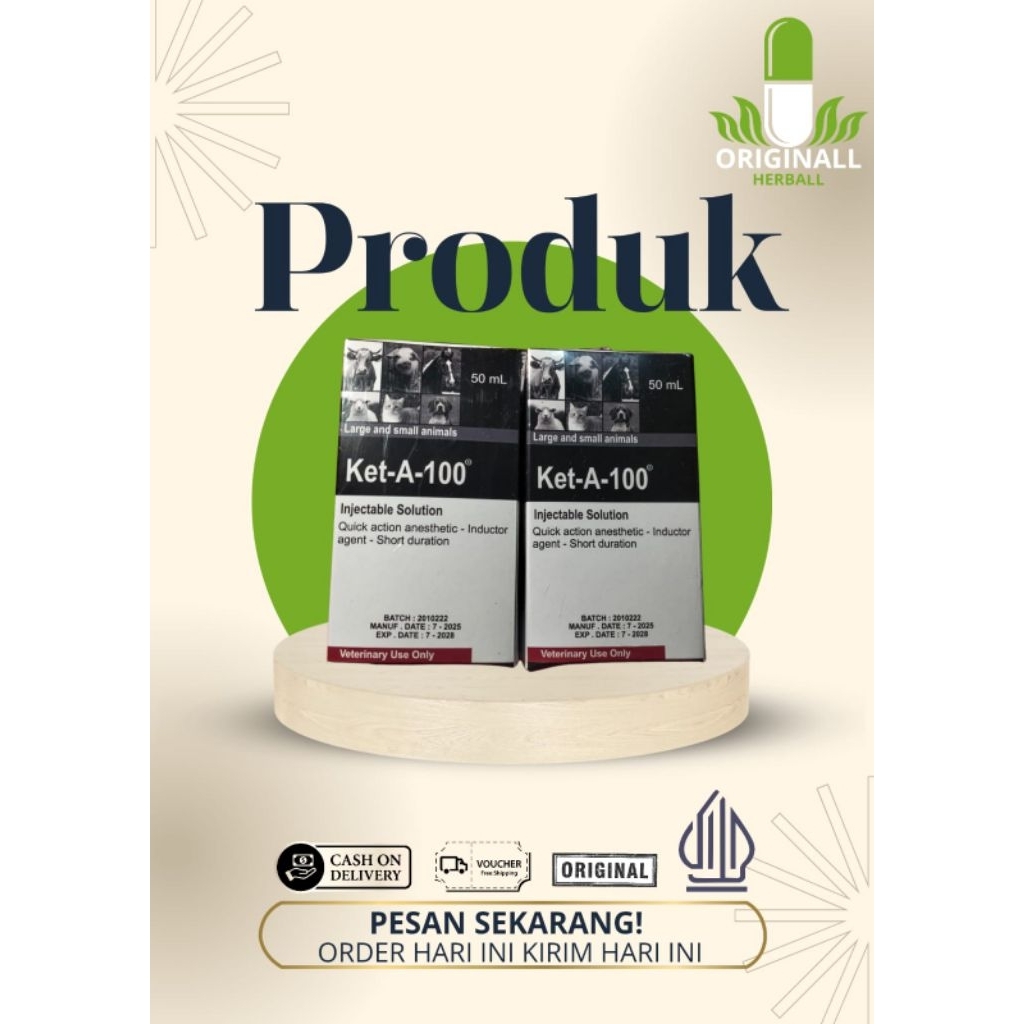 Ket-A-100 obat anestesi (bius) khusus hewan yang mengandung 100 mg ketamin per ml.