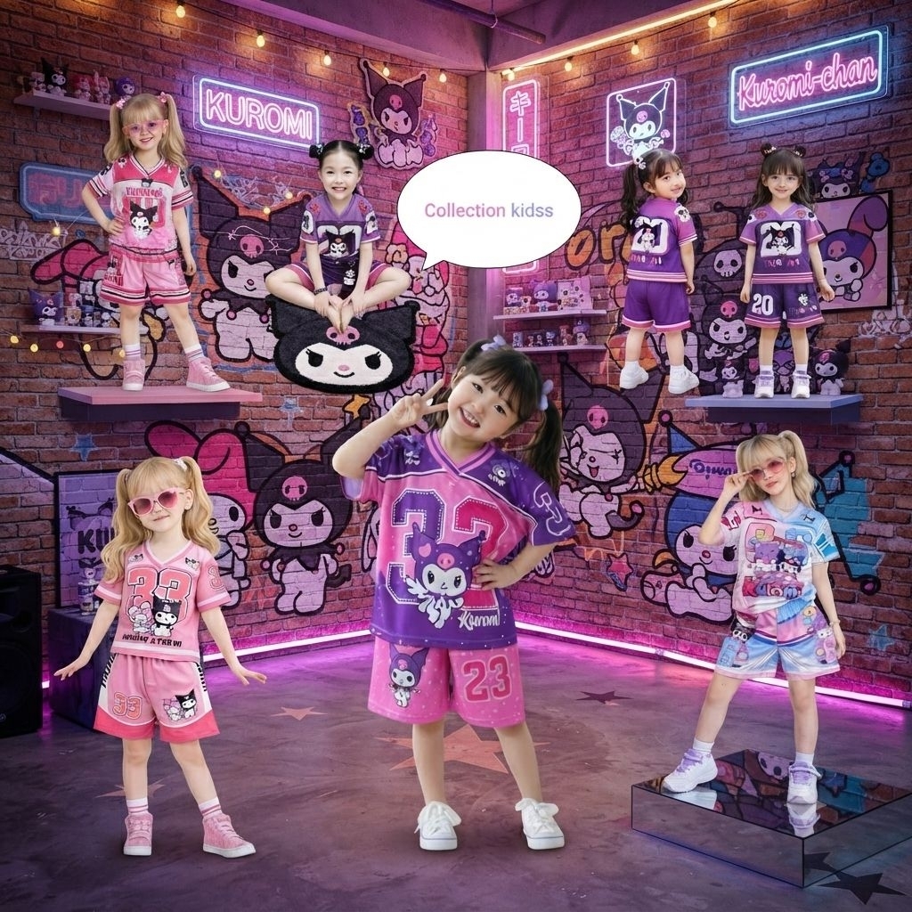 Jersey Anak perempuan usia 2-10 Tahun/Jersey anak Motif Kuromi