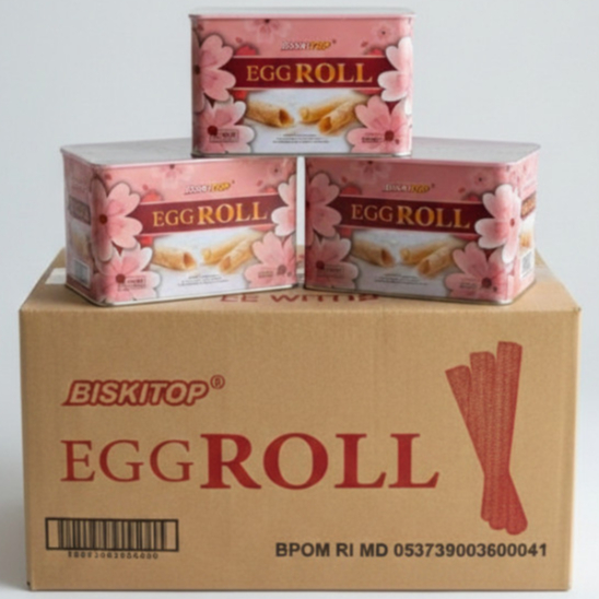 Biskitop Egg Roll 300 gr x 6 kaleng / Biskitop Egg Roll Kaleng 1dus