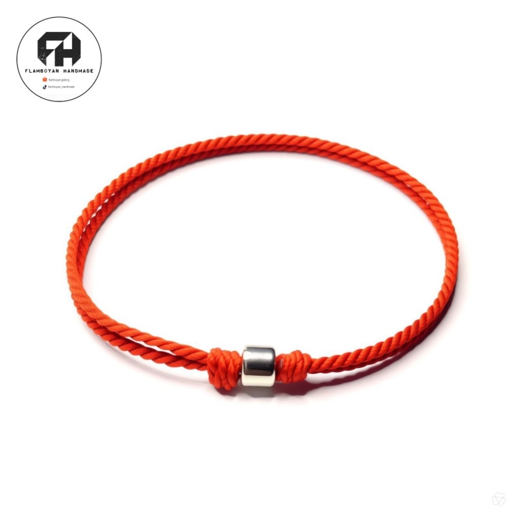 Gelang Tali Fashion Merah Hitam Unisex Ting Titanium
