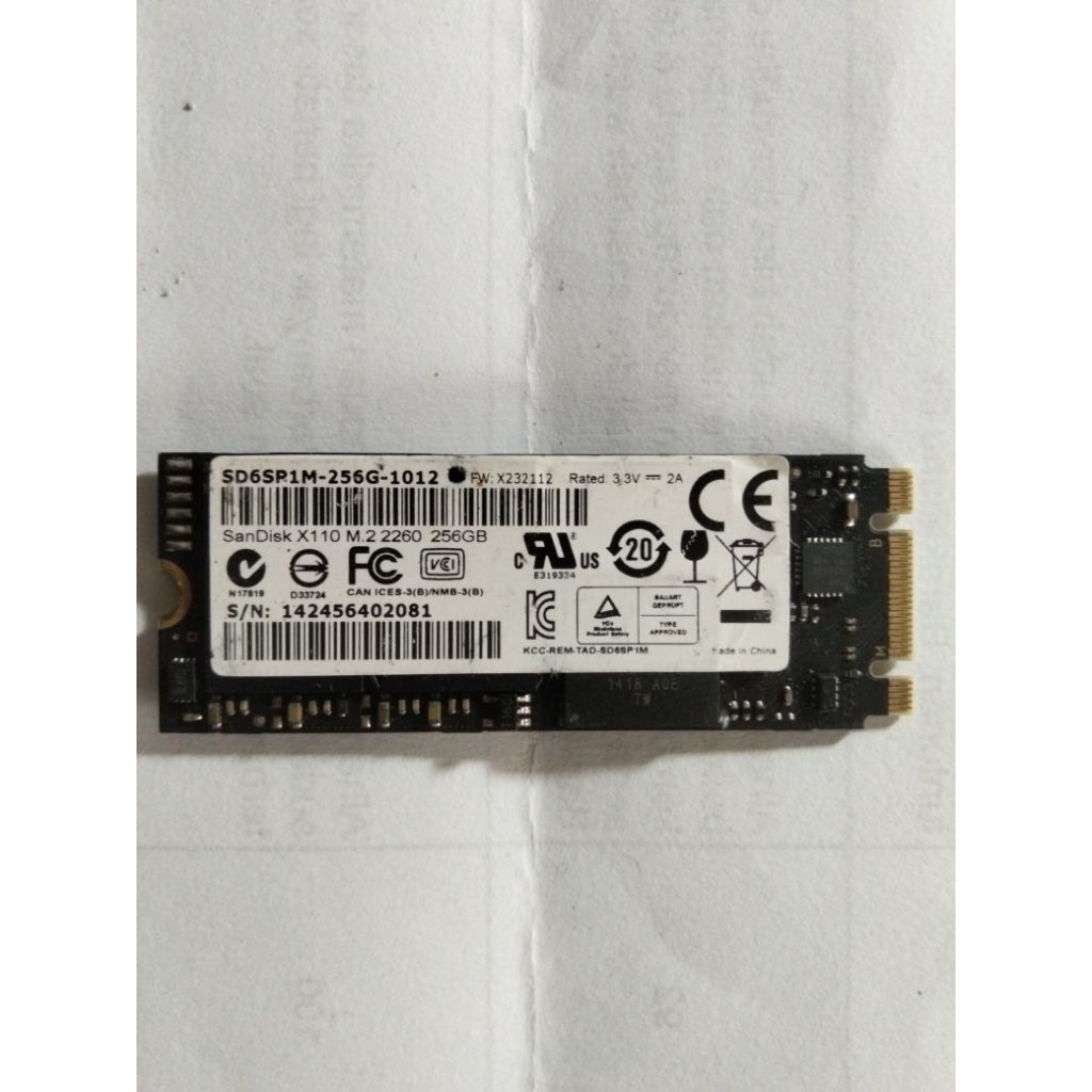 SanDisk X110 M.2 2260 SSD 256GB Hitam, Model SD6SP1M-256G-1012,