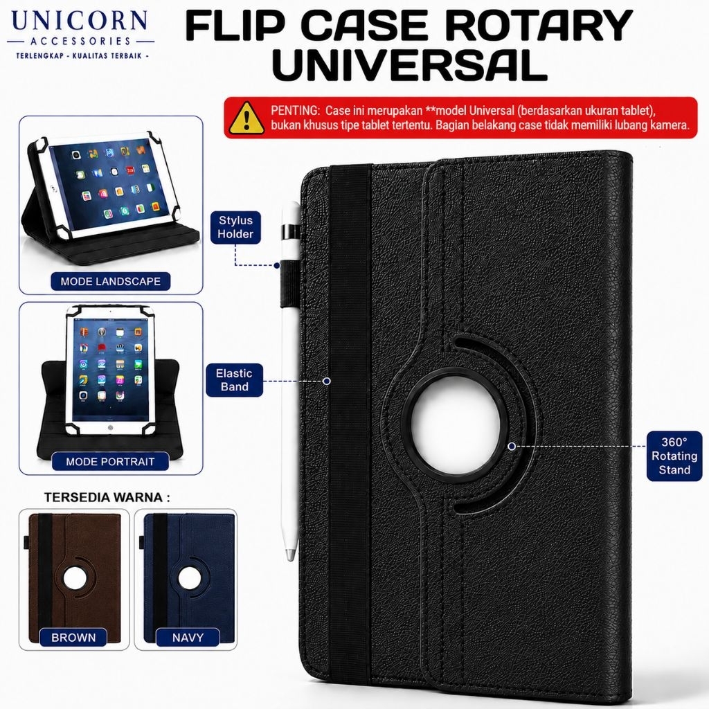Case Maxtron Genio tab 4G 8 | TAB WIFI 5G | Smart tab 8 | Casing Rotary Flip Book Cover Slot pen Uni