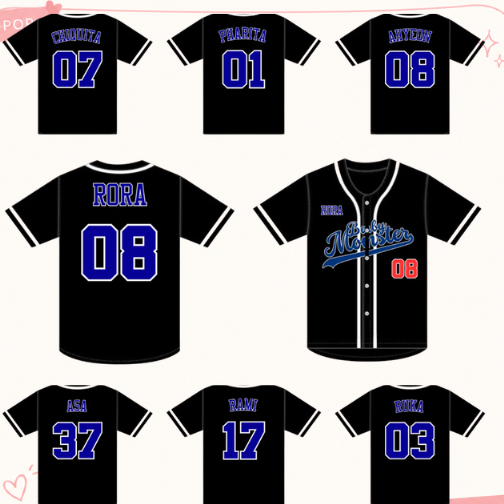Baju jersey baseball kpop hitam korea baby monster korea baemon babymonster softball sport