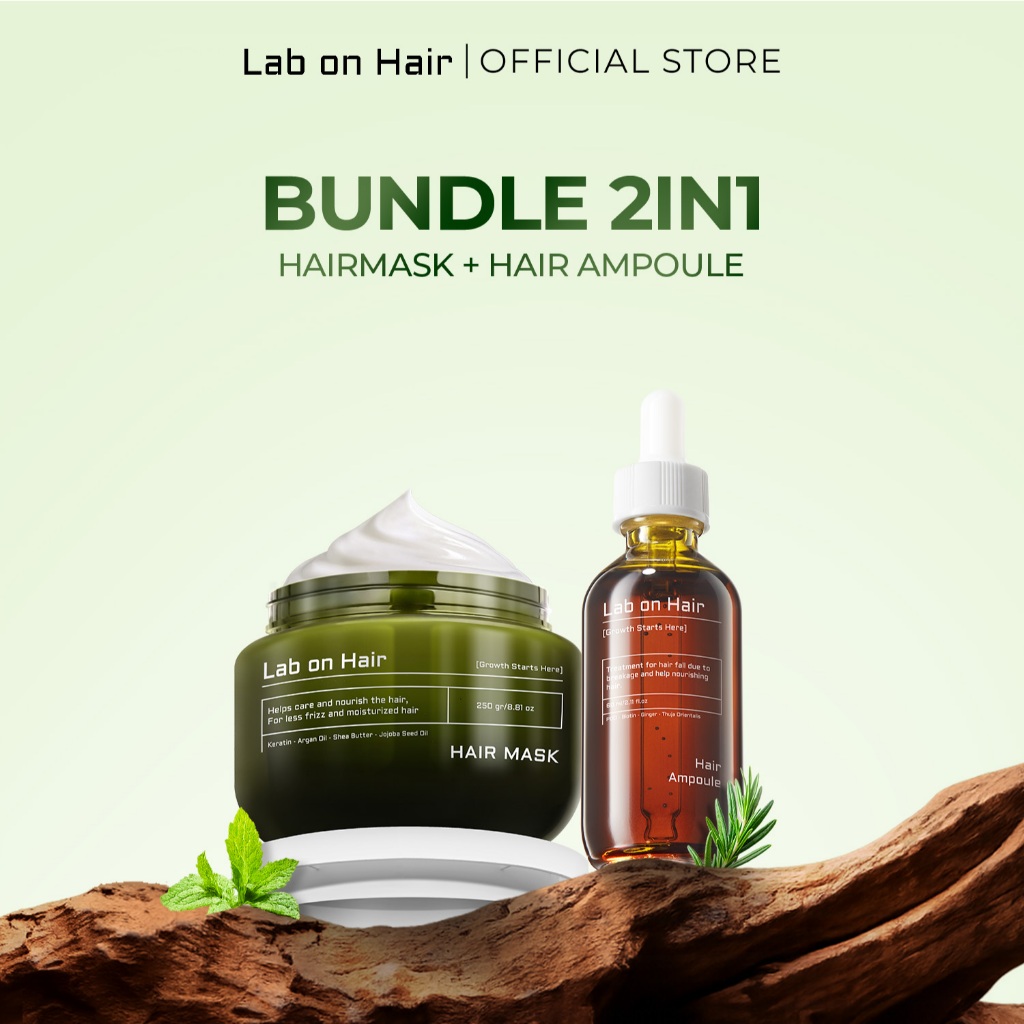 Lab On Hair Bundle Ampoule + Hair Mask - Paket Ampoule dan Hair Mask Hair Oil Serum Vitamin Rambut H