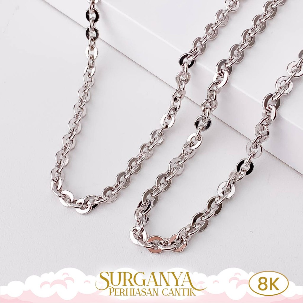 Kalung Emas Putih Kadar 8K Model Hollow Vancy Macan Gold