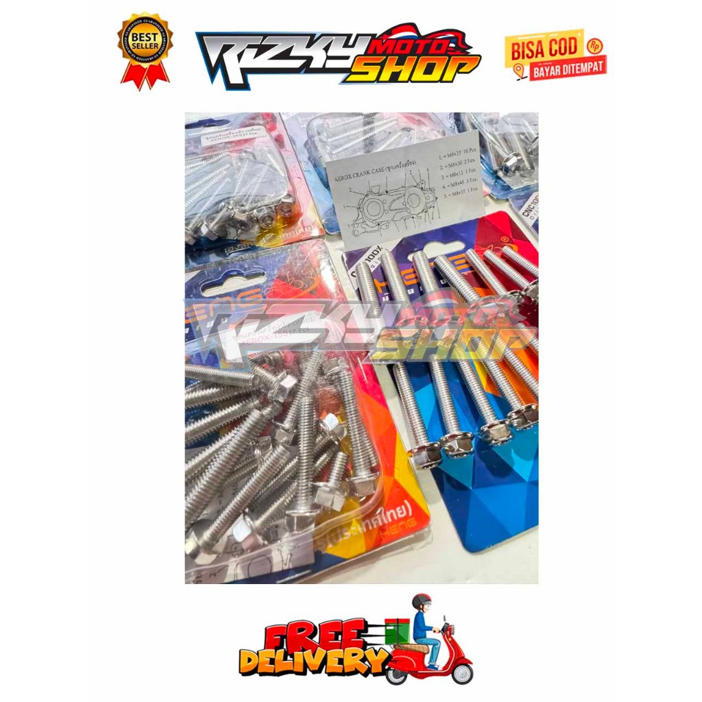 BAUT BAK CVT 1 SET KRENGKES ( 17 BAUT ) AEROX NMAX NEW N-MAX LEXI NEO TURBO TAHUN 2020 - 2025 NEW YA