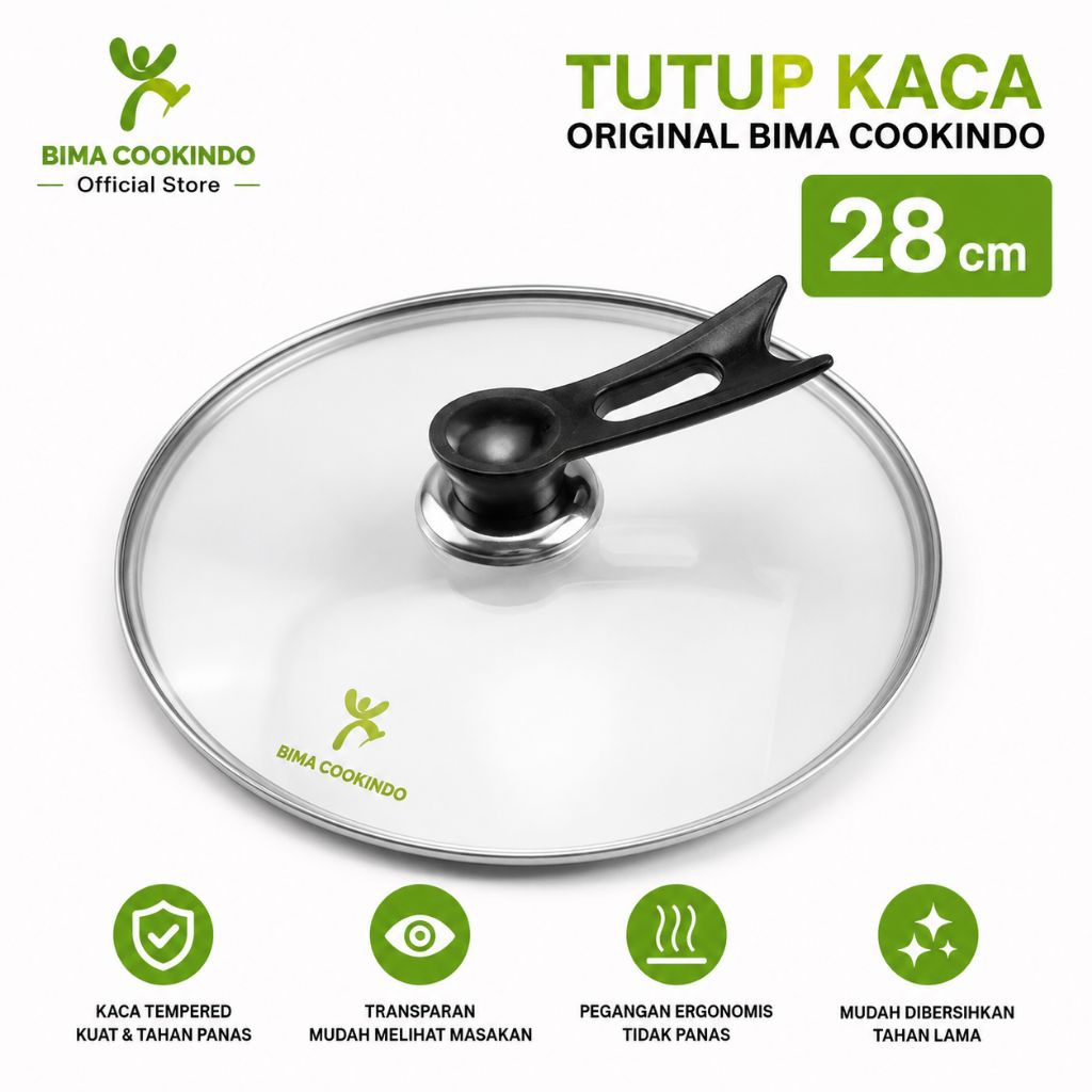 Tutup panci kaca original Bima cookindo Lengkap dengan handle nya