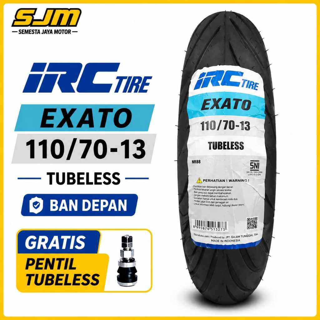 Ban Luar IRC EXATO TUBLES TUBELESS 110/70 Ring 13 Ban Depan NMAX