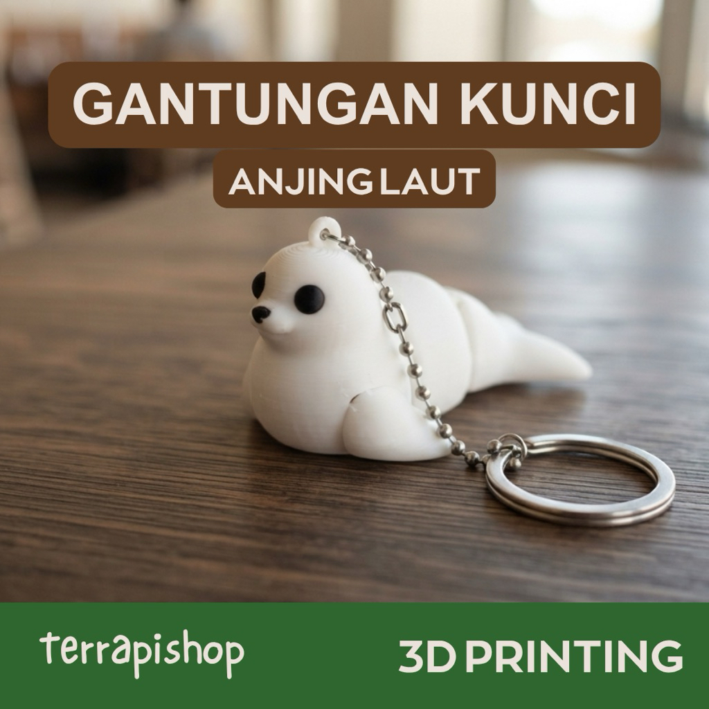 Gantungan Kunci Flexy Hewan Laut Anjing Laut/ 3D Printing