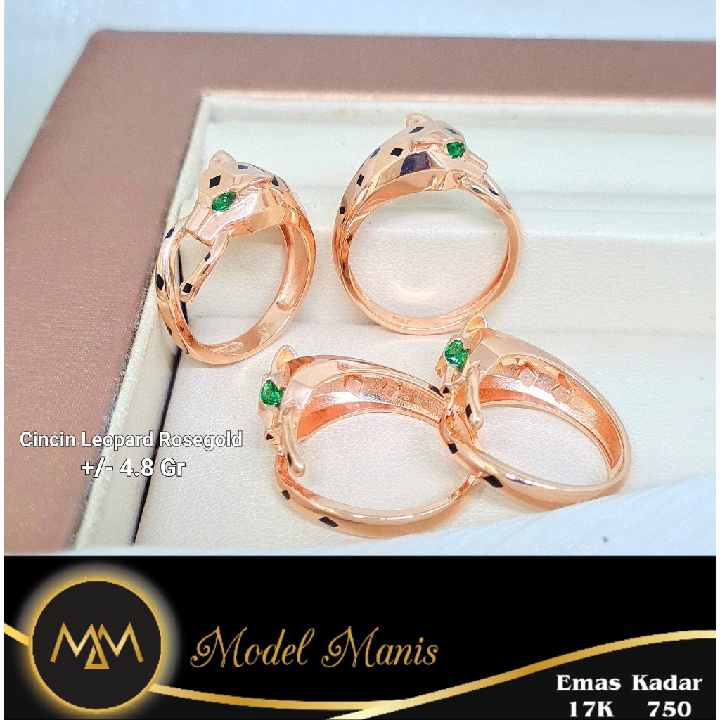Cincin Leopard Italy AU Rosegold 750 kadar 17k