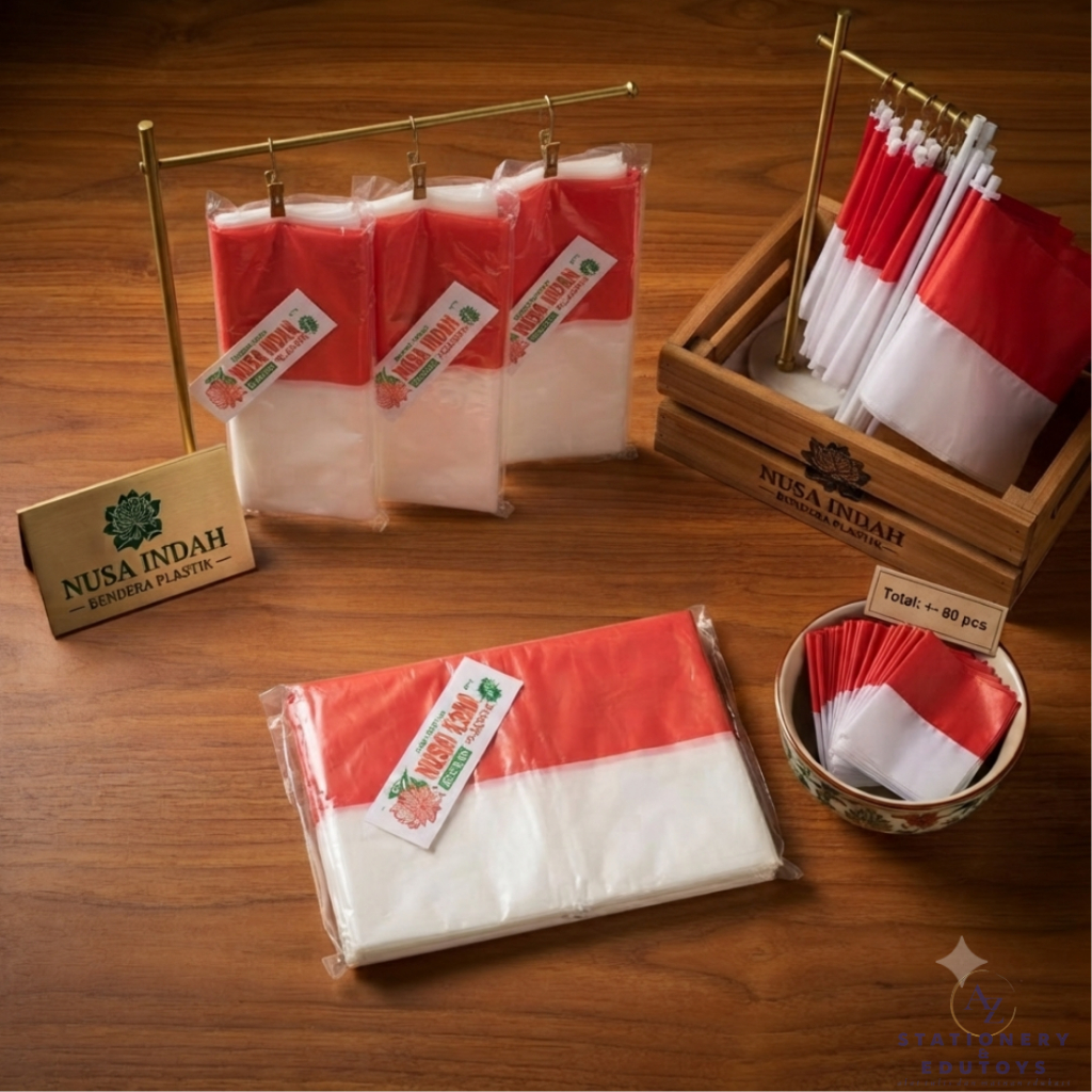 Bendera Merah Putih Grosir isi 80 lembar / Bendera Plastik Merah Putih Grosir / Bendera Indonesia 17