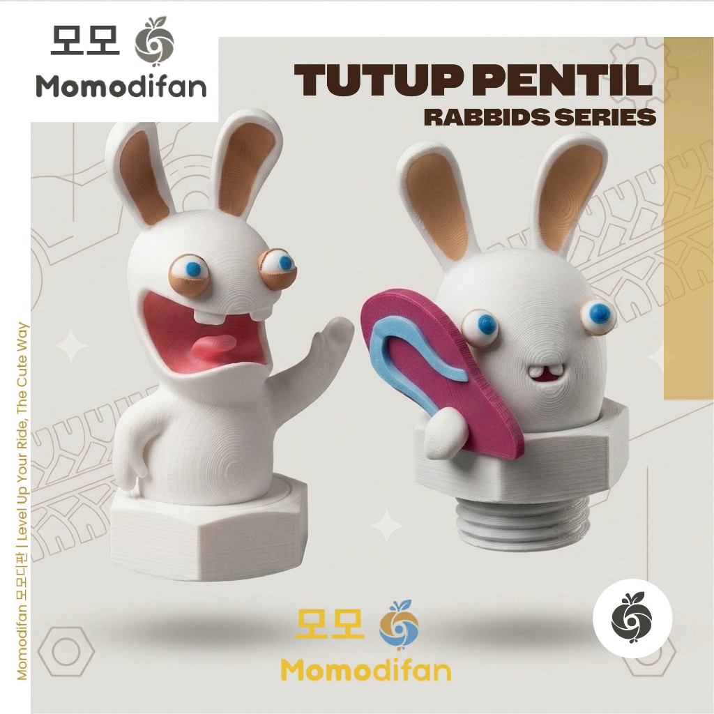 Tutup Pentil 1Pcs Ban Motor Mobil Rabbids Series Lucu Aksesoris Karakter Rabbids Mangap Rabbids Send